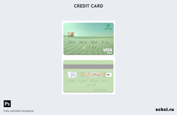 цифровая загрузка шаблона дебетовой карты Visa Мавритании Chinguitty Bank